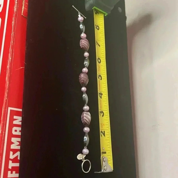 Vintage  Donna Dressler Amethyst Murano, hematite and pink pearl Bracelet - Picture 3 of 4